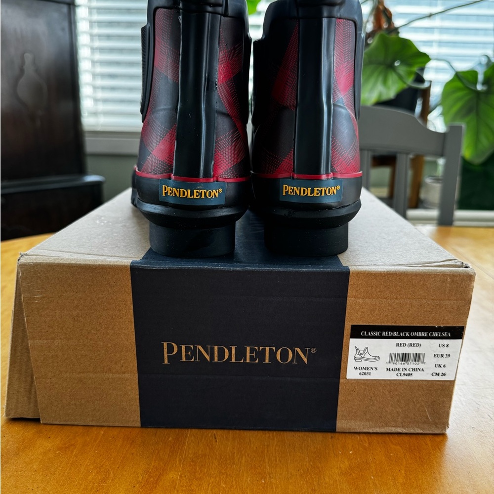 Pendleton Red and Black Checkered Rain Boots - image 7